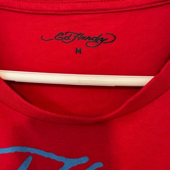 Ed Hardy Red T-Shirt with Bulldog and Crown Design - Picture 3 of 3